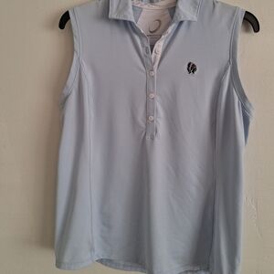 Women's Light Blue Sleeveless Polo Top Zero Restriction Size Large
